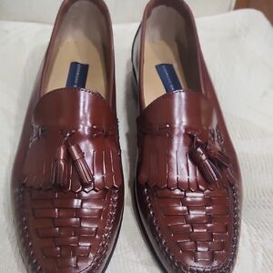 New Giorgio Brutini Brown Leather Slip-On Loafers with Tassels
